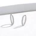 Macro shot of S925 sterling silver hallmark and sparkling pavé crystals on hoop earrings - 25mm*20mm / White Gold