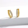 Macro detail of gold-plated hoop earrings featuring triple-row micro-pave white zircons - 22mm*18mm / Gold Color Earrings