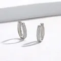 Macro detail of silver hoop earrings featuring micro-pave cubic zirconia stones - 22mm*18mm / Platinum Plated Earrings