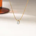 Elegant 18K gold-plated titanium necklace with a pear-cut teardrop waterdrop pendant - Water Drop Style / Gold Clear Zirconia (XKN0176)