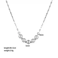 Detail of pearl necklace showing 4mm and 5mm beads on a 40cm plus 5cm silver chain - Smile Pearl Necklace (Steel Color)