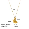 Gold starfish shell necklace with pearls in 18k plated titanium steel 40cm length - Starfish Shell Pearl Necklace (Gold)