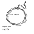 Silver paperclip link chain bracelet with lobster clasp and extension chain details - Paperclip Chain (XKB0263) / Gold Bracelet