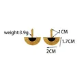 Orecchini vintage a ventaglio in oro con smalto nero e trama semicircolare - Orecchini