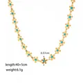 Gold flower necklace with blue enamel petals and adjustable 18k gold plated steel chain - Blue Flower Necklace