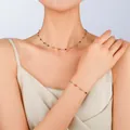 Conjunto de collar y pulsera minimalista chapado en oro de 18K con cuentas de piedra natural - Pulsera / Dorado