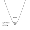Minimalist single stone necklace details: 5x5mm zircon pendant, 40+5cm chain, 2.9g weight - Solitaire Necklace (XKN0190) / Steel