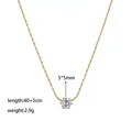 Elegant gold necklace with 5mm six-prong solitaire zircon pendant on a 40+5cm chain - Solitaire Necklace (XKN0203) / Gold