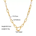 18k gold plated stainless steel pearl necklace with heart pendant, length 40+5cm, 21.4g - Irregular Chain Pearl Necklace (Gold)