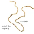 Minimalist 18K gold-plated paperclip chain necklace with textured rectangular links - Embossed Plain Chain / Gold Necklace