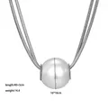 Detail view of 18K gold plated double layer snake chain necklace with 40cm length and 5cm extension - Large Round Bead Necklace (Steel Color)