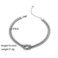 Zweilagige 18K Gold-Schlangenkette mit zentralem Knotendetail und praktischem Karabiner - Knoten Schlangenarmband Silber (XKB0165)