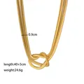 Flache 18K vergoldete Schlangenkette mit Knotendesign, 40+5 cm Länge, Edelstahl - Knoten Schlangenhalskette Gold (XKN0378)