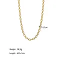 18K vergulde roestvrijstalen ovale schakelketting met verstelbare verlenging van 5 cm - Ronde Cubaanse Ketting (XKN0646) / Goud