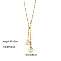 Collar ajustable de perlas de agua dulce doradas para mujer con perlas de 0,8cm - Collar de Perlas de Cadena / Dorado