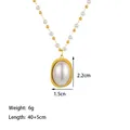 Elegant gold oval pearl pendant necklace with dimensions 2.2x1.5cm on a white background - Oval Pearl Necklace (Gold)