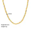 Flat braided titanium steel necklace in gold and silver mix, 9mm width and 38cm length - Multi-Strand Blade Chain Necklace / Three Colors