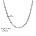 Detailed view of 0.9cm wide hand-woven titanium steel snake chain necklace with dimensions - Multi-Strand Blade Chain Necklace / Steel