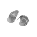 Silver striped teardrop earrings in 18K gold style for a modern minimalist fashion look - Silver / Striped Teardrop Style (XKE0049)
