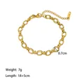 Chunky 18K gold plated stainless steel Cuban link bracelet with lobster clasp and extender - Gold