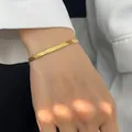 Pulsera de cadena de serpiente de acero inoxidable chapado en oro de 18k en muñeca mujer - Cadena de Espiga de 4 mm (E204) / Dorado