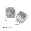 Lava wrinkle irregular square earrings in silver steel with 2.95cm height dimensions - Geometric Striped Style (XKE0130)