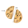 Macro detail of 38mm gold plated irregular crumpled texture earrings with glossy finish - Hammered Semicircle Style (XKE0269)