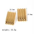 Detail showing 37.0mm height measurements of gold plated rectangular corrugated earrings - Smooth Striped Style (XKE0449)