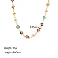 Collana a margherita colorata in smalto e acciaio al titanio con catena dorata - Collana Margherita Multicolore Oro