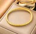 Minimalist knot-style open bangle in 18K gold plated titanium steel finish - Segmented Style (XKB4834)