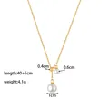 Golden pearl pendant necklace with tiered white pearls and metallic beads on a fine chain - Drawstring Pearl Necklace / Gold