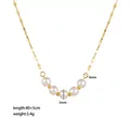 Elegant gold titanium necklace with oval pearl pendant and detailed size specifications - Smile Pearl Necklace / Gold