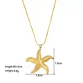 Golden starfish pendant necklace in polished titanium steel with 40+5cm adjustable chain - Starfish Necklace (Gold)