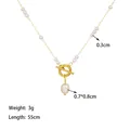 Golden starfish pearl necklace with toggle clasp and size labels for jewelry detail - Pearl Necklace / Gold