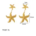 Golden double starfish earrings with textured surface 2cm and 3.2cm ocean jewelry - Starfish Earrings (Gold)
