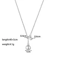 Elegant oval pearl pendant necklace in silver finish with a triple pearl design - Drawstring Pearl Necklace / Steel