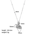 Silver starfish and seashell pendant necklace with pearl beads on delicate chain - Starfish Shell Pearl Necklace (Steel)