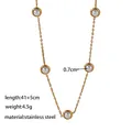 Gold plated stainless steel necklace with five 0.7cm pearls and 41+5cm chain length - Pearls Necklace / Gold