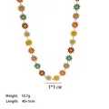 Detail of colorful enamel daisy necklace with dimensions 1x1 CM and 40+5 CM chain length - Multicolor Daisy Necklace / Gold