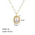 Oval pearl pendant necklace with gold metal frame and mixed pearl bead chain - Oval Pearl Necklace / Gold