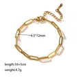 Golden titanium steel paperclip link bracelet with lobster clasp and adjustable extension chain - Paperclip Chain (XKB0094) / Gold Bracelet