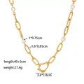 Gold chain necklace with oval pearls and irregular heart pendant, 40+5cm length - Irregular Chain Pearl Necklace / Gold