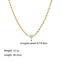 Golden bead chain necklace with an irregular oval white pearl pendant for women - Pearl Bean Chain Necklace / Gold