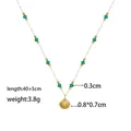 Collana con ciondolo a conchiglia, perline verdi e catena in acciaio placcato oro - Collana Perla Verde Conchiglia (Oro)