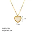 Halskette aus Titanstahl mit Herzanhänger aus Katzenauge und goldener Kette - Weiße Achat Halskette (QYH6048) / Gold