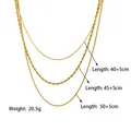 Ensemble de colliers superposés en acier inoxydable doré 18 carats avec maille serpent - Collier superposé à trois couches doré (QYH656)