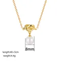 Goldene Edelstahlkette mit ineinandergreifendem 8mm Süßwasserperlenanhänger für Damen - Kette Perle Halskette / Gold