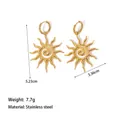 Orecchini a sole a spirale in acciaio inossidabile dorato con finitura martellata - Orecchini Sole Spirale Oro (XKE0231)