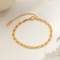 Schicke 18K vergoldete Titanstahl Seestern und Muschel Gliederkette mit Karabinerverschluss - S-Glieder Armband / Gold