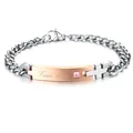 True Love engraved titanium steel bracelet with pink gem and rose gold plate - Rose Gold Women (Engraved: True love)
